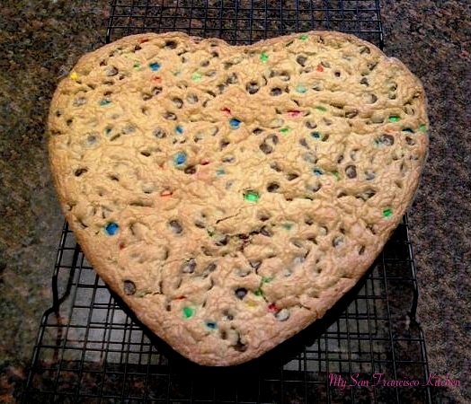 Easy Giant Heart Shaped Chocolate Chip Cookie for Valentine's Day