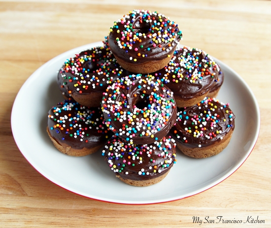 chocolate glazed donut with sprinkles