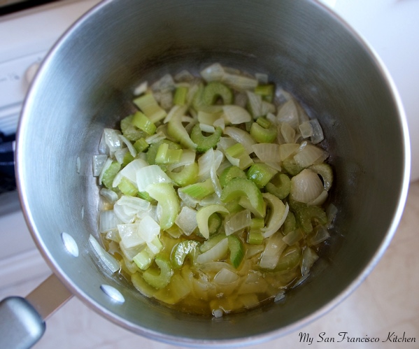 celery and onion simmering